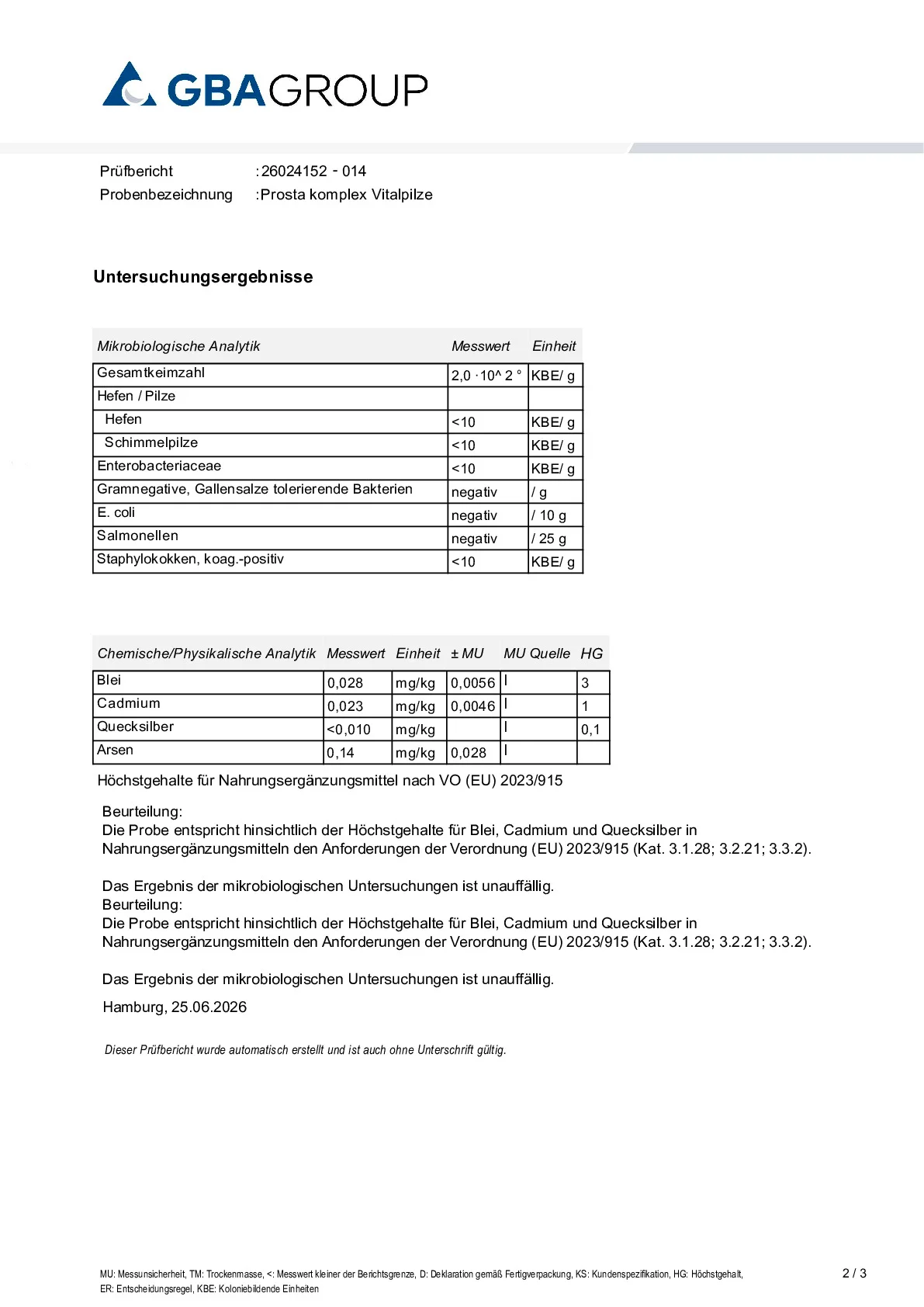 SCHWERMETALLE/MIKROBIOLOGIE SCHWERMETALLE/MIKROBIOLOGIE