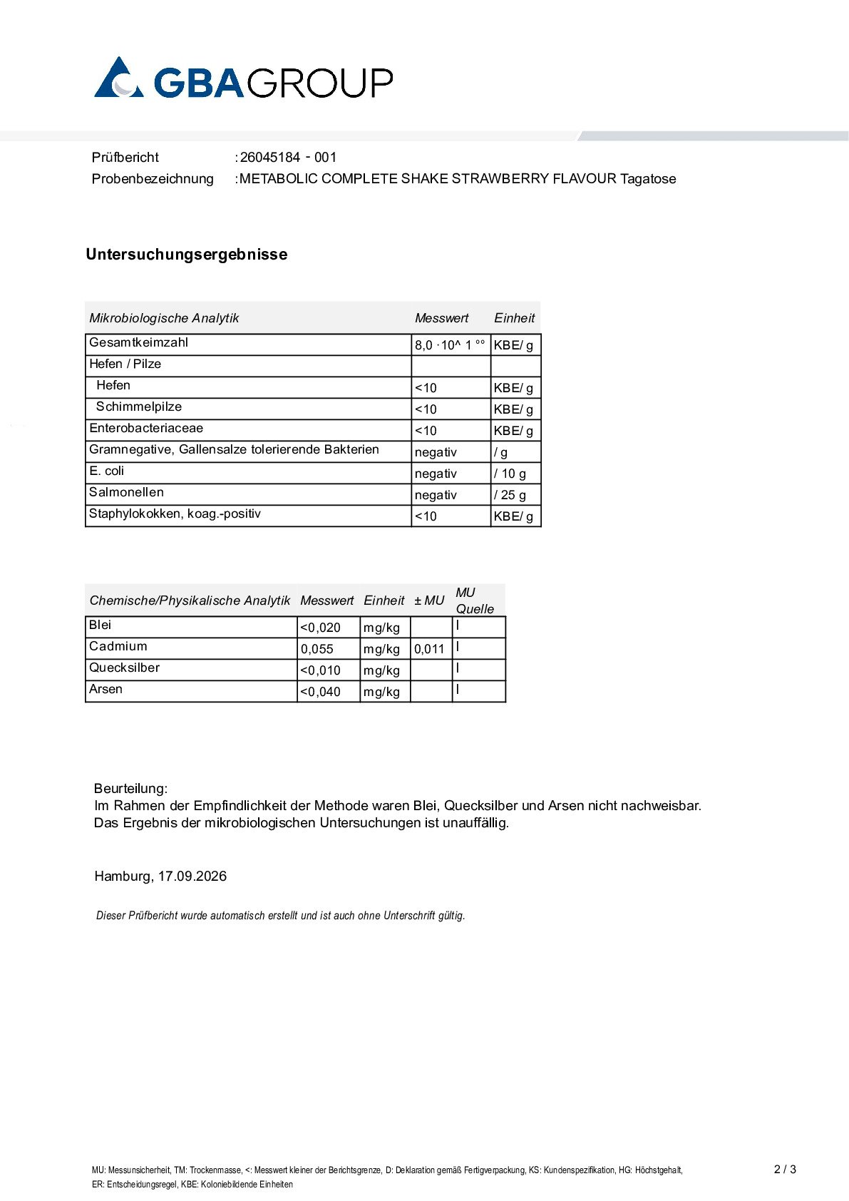 SCHWERMETALLE/MIKROBIOLOGIE SCHWERMETALLE/MIKROBIOLOGIE