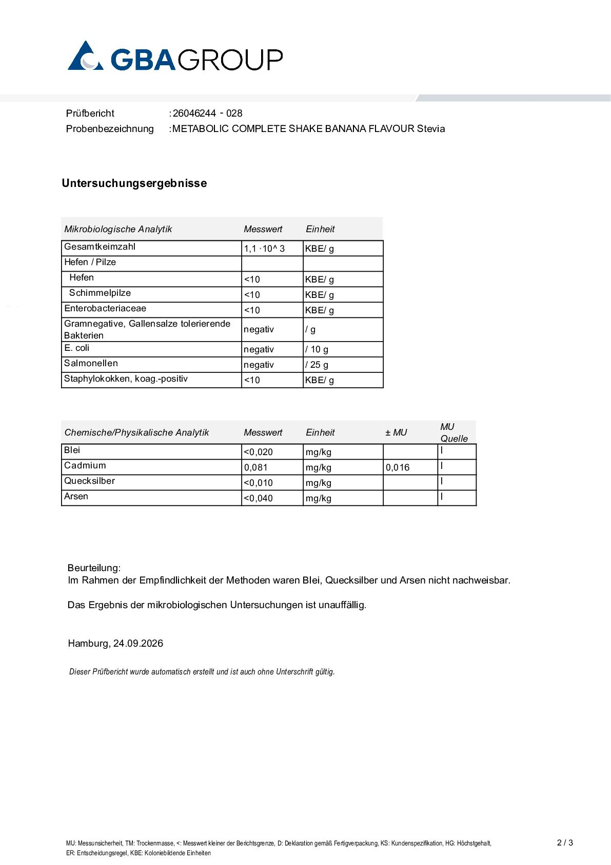 HEAVY METALS/MICROBIOLOGY