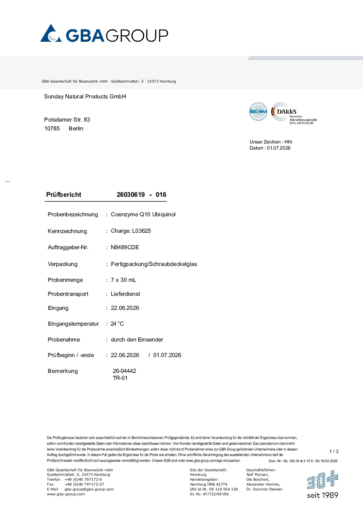 AKTIVE ZUTATEN/SCHWERMETALLE/MIKROBIOLOGIE AKTIVE ZUTATEN/SCHWERMETALLE/MIKROBIOLOGIE