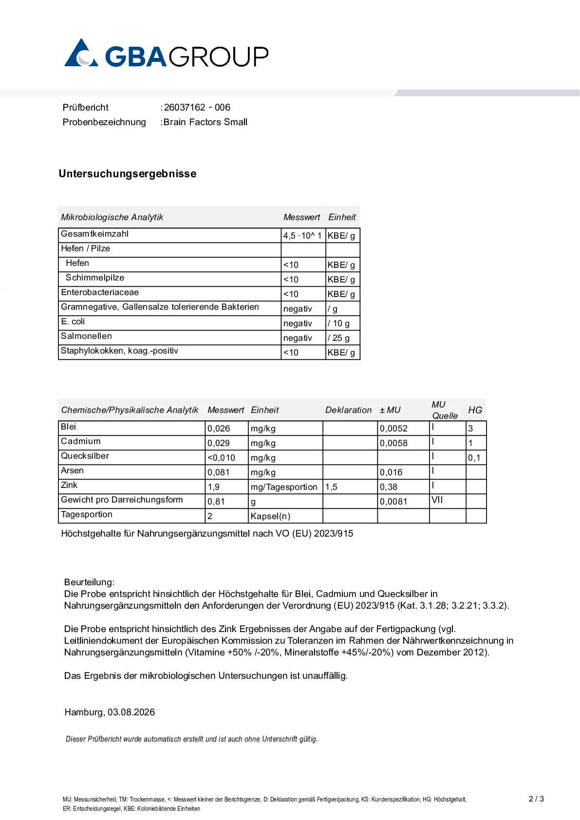 ACTIVE INGREDIENT/HEAVY METALS/MICROBIOLOGY ACTIVE INGREDIENT/HEAVY METALS/MICROBIOLOGY