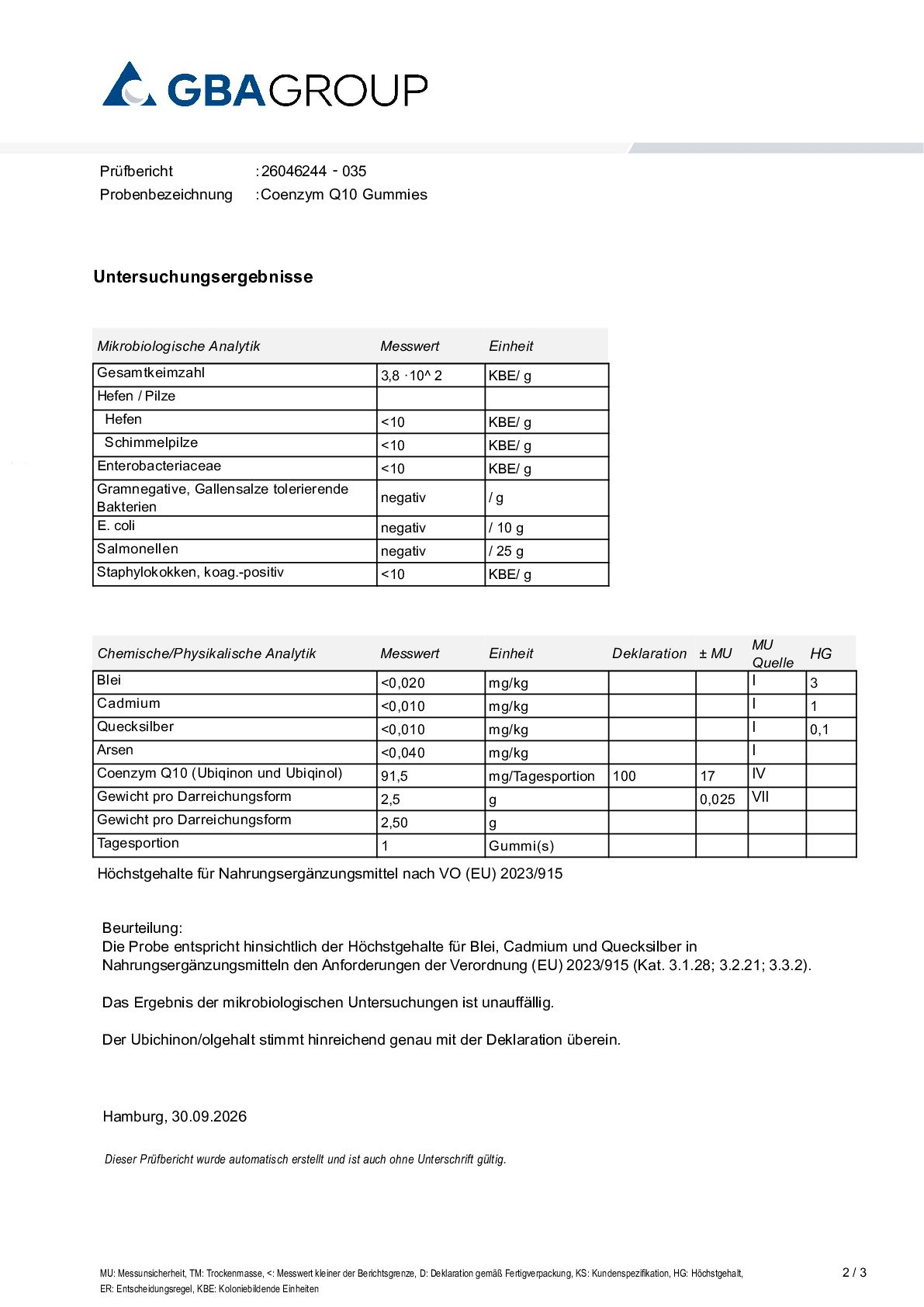 AKTIVE ZUTATEN/SCHWERMETALLE/MIKROBIOLOGIE AKTIVE ZUTATEN/SCHWERMETALLE/MIKROBIOLOGIE