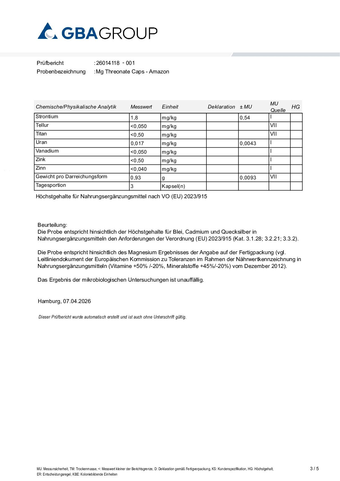 ACTIVE INGREDIENT/HEAVY METALS/MICROBIOLOGY ACTIVE INGREDIENT/HEAVY METALS/MICROBIOLOGY
