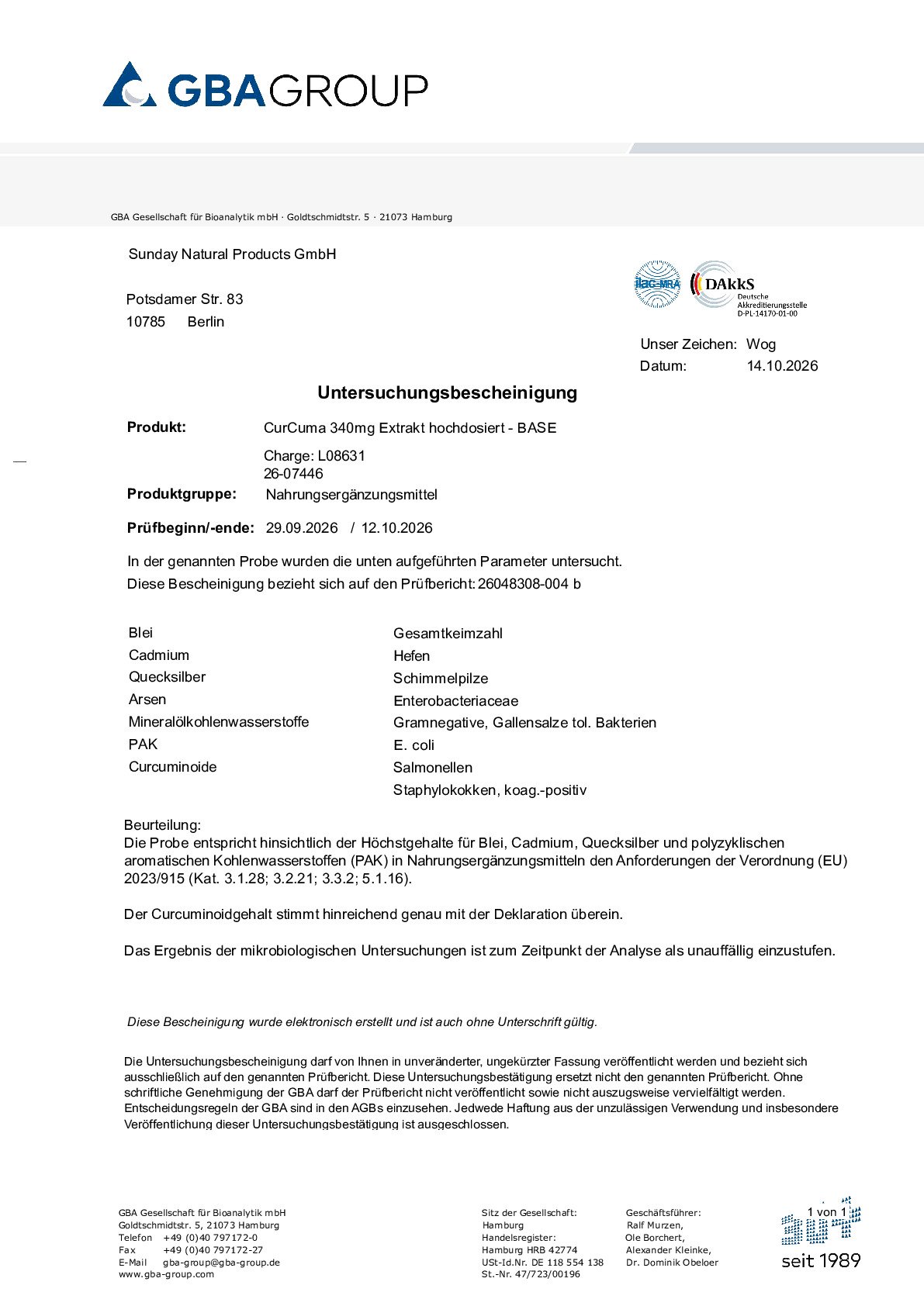 ACTIEVE INGREDIËNTEN/CONFORMITEITSVERKLARING/ZWARE METALEN/MICROBIOLOGIE ACTIEVE INGREDIËNTEN/CONFORMITEITSVERKLARING/ZWARE METALEN/MICROBIOLOGIE