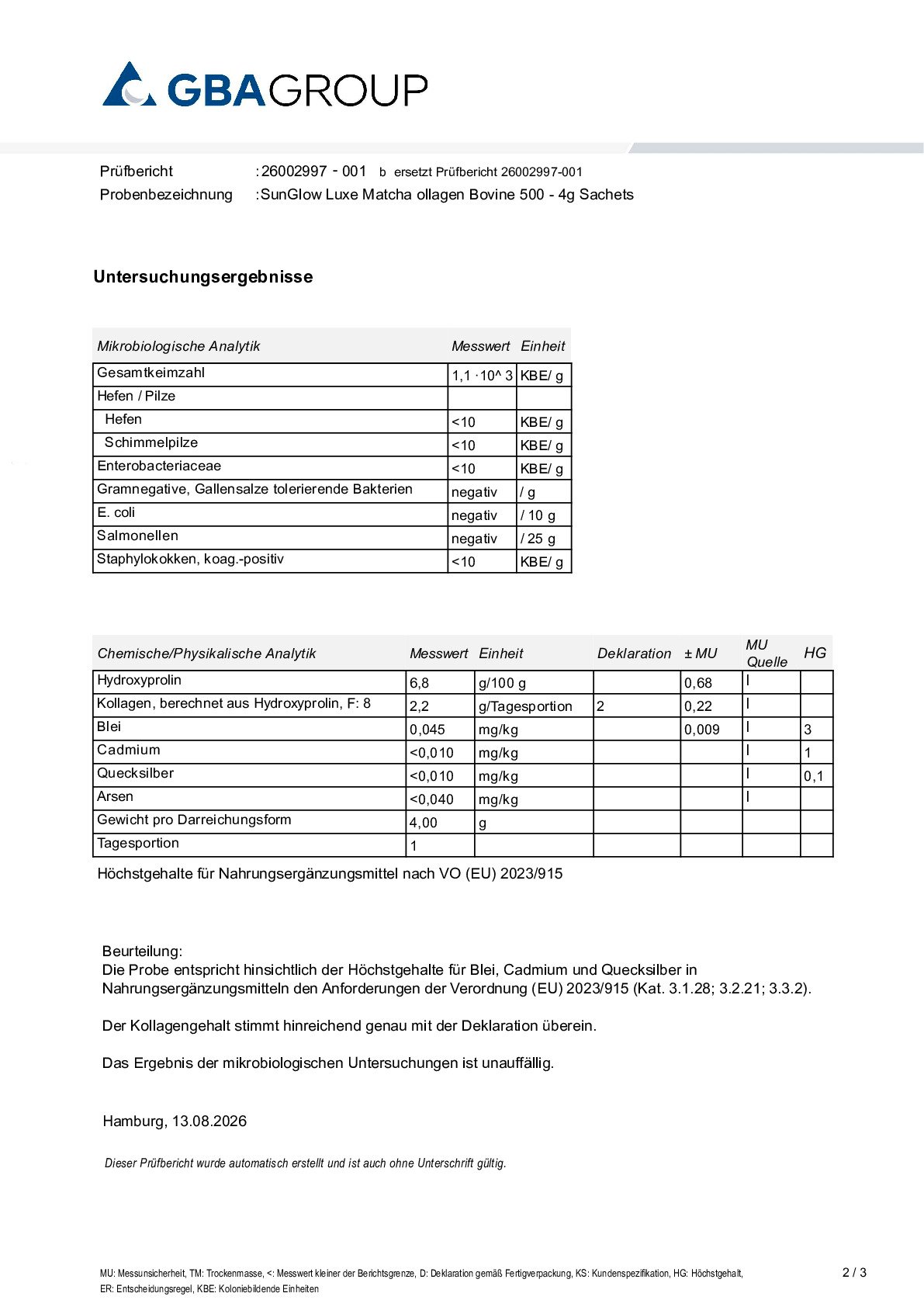 ACTIVE INGREDIENT/HEAVY METALS/MICROBIOLOGY