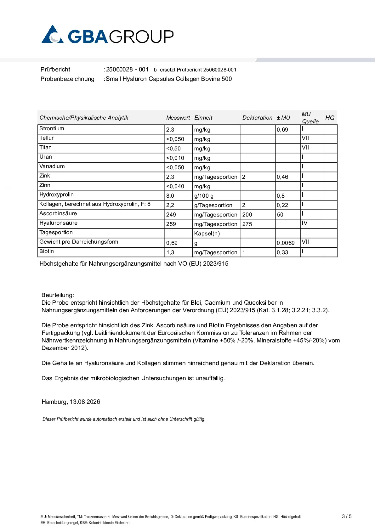 AKTIVA INGREDIENSER/TUNGMETALLER/MIKROBIOLOGI