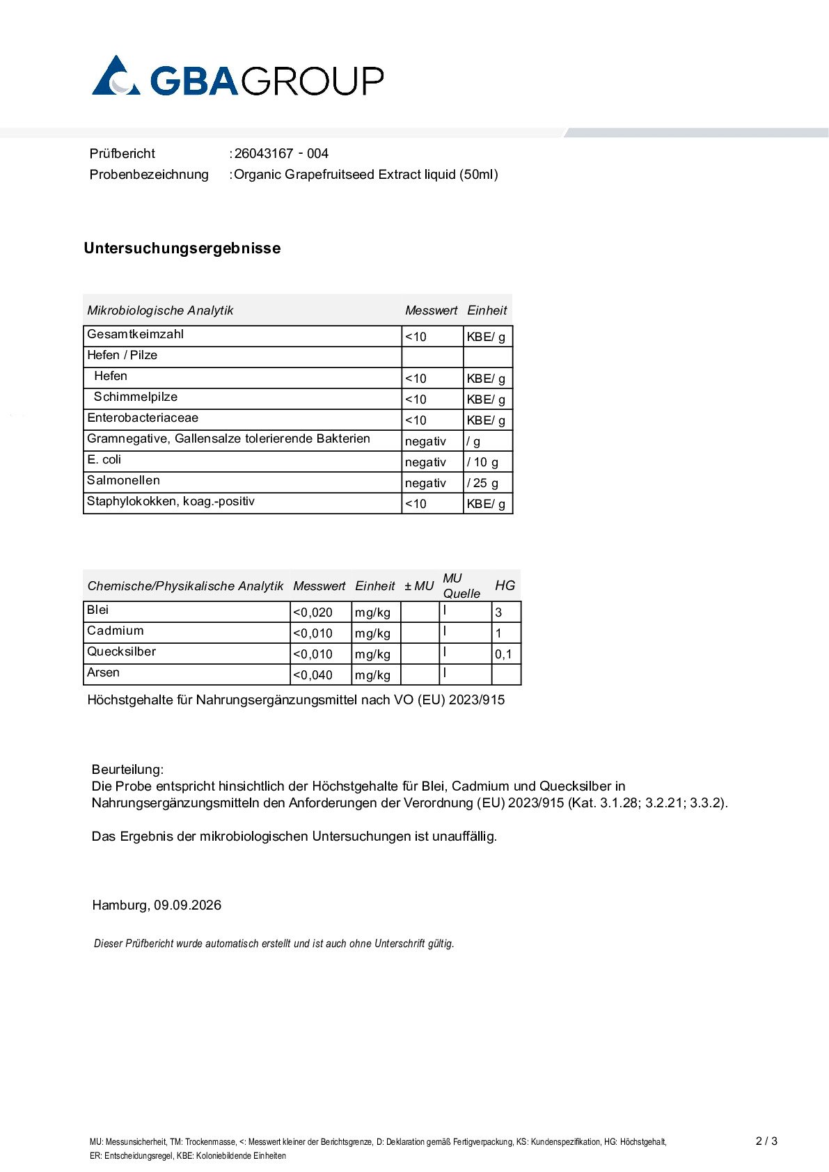SCHWERMETALLE/MIKROBIOLOGIE SCHWERMETALLE/MIKROBIOLOGIE