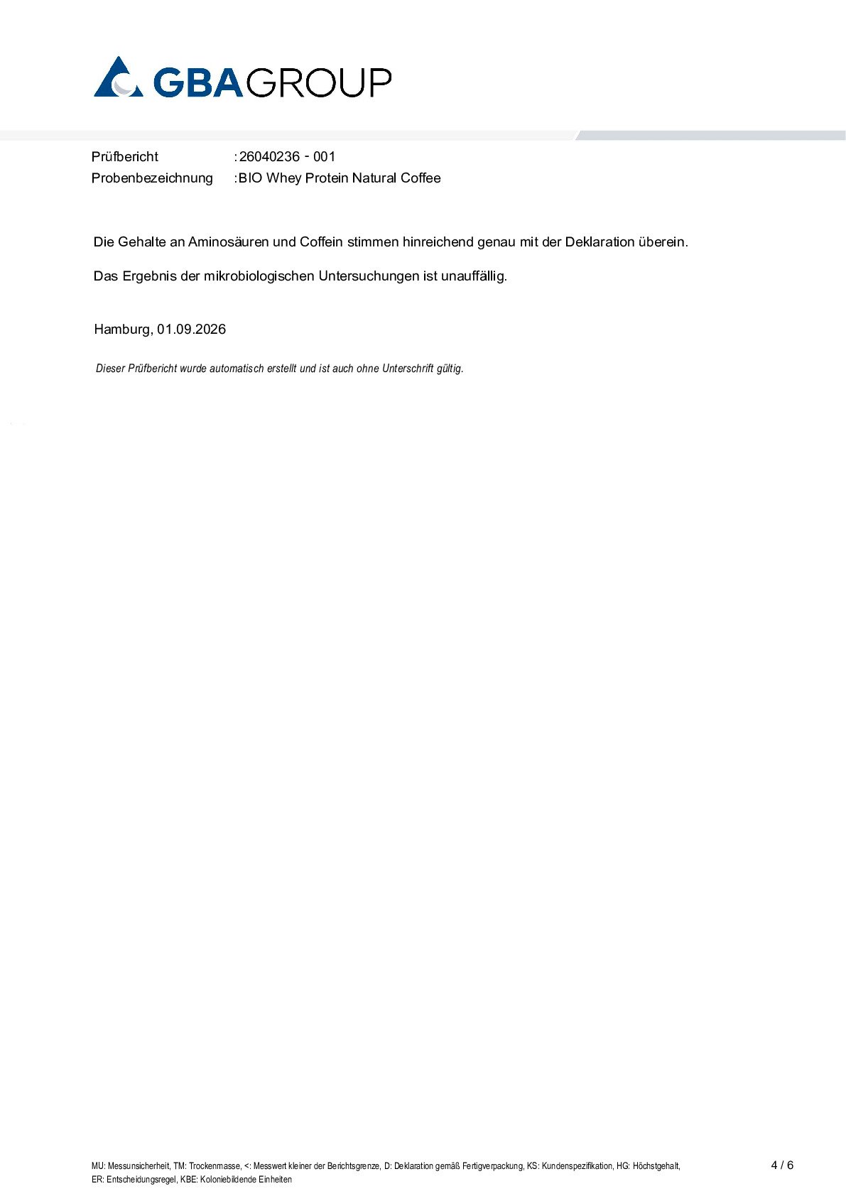 AKTIVE ZUTATEN/SCHWERMETALLE/MIKROBIOLOGIE