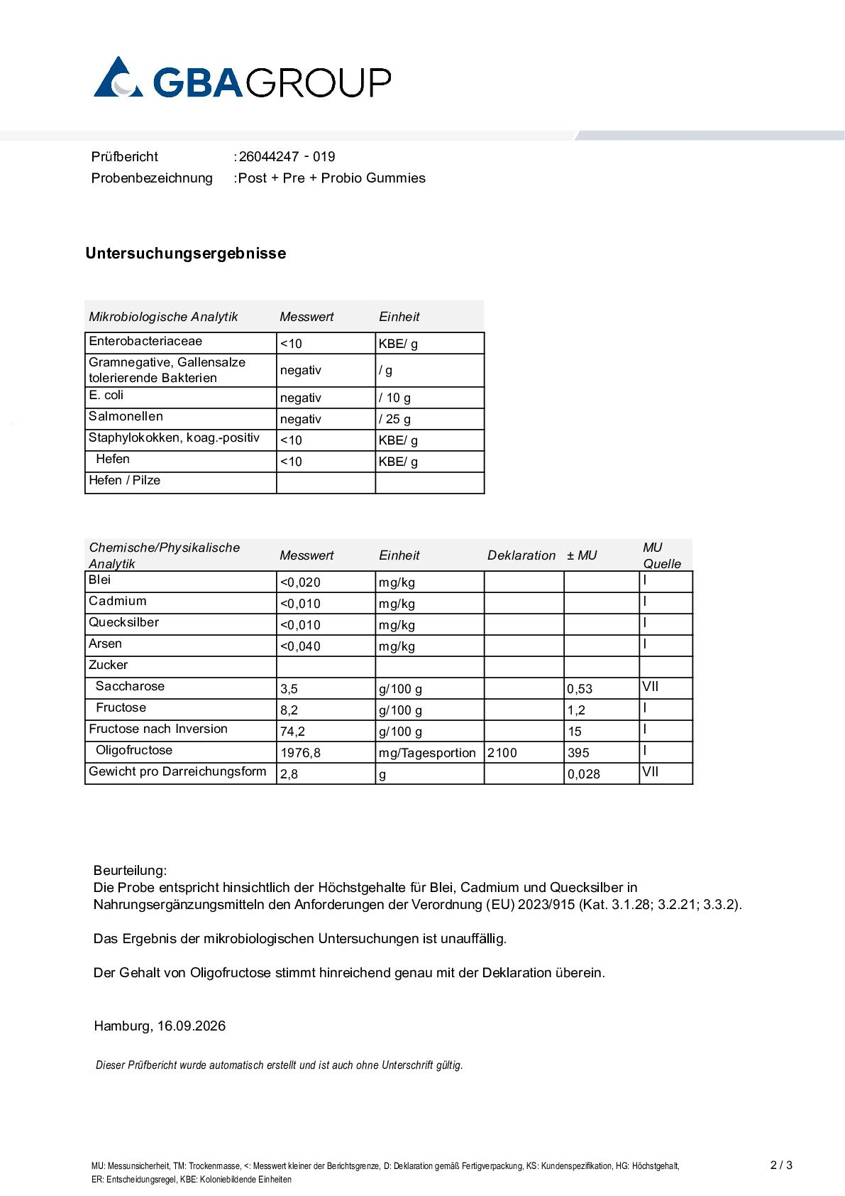 AKTIVE ZUTATEN/SCHWERMETALLE/MIKROBIOLOGIE AKTIVE ZUTATEN/SCHWERMETALLE/MIKROBIOLOGIE