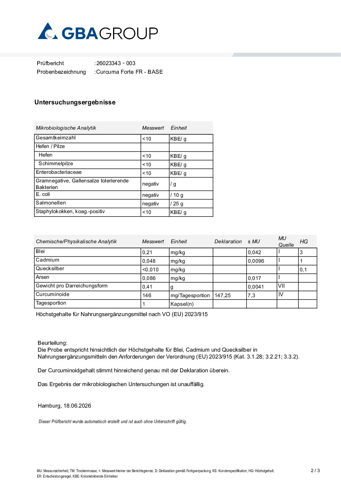 ACTIVE INGREDIENT/HEAVY METALS/MICROBIOLOGY