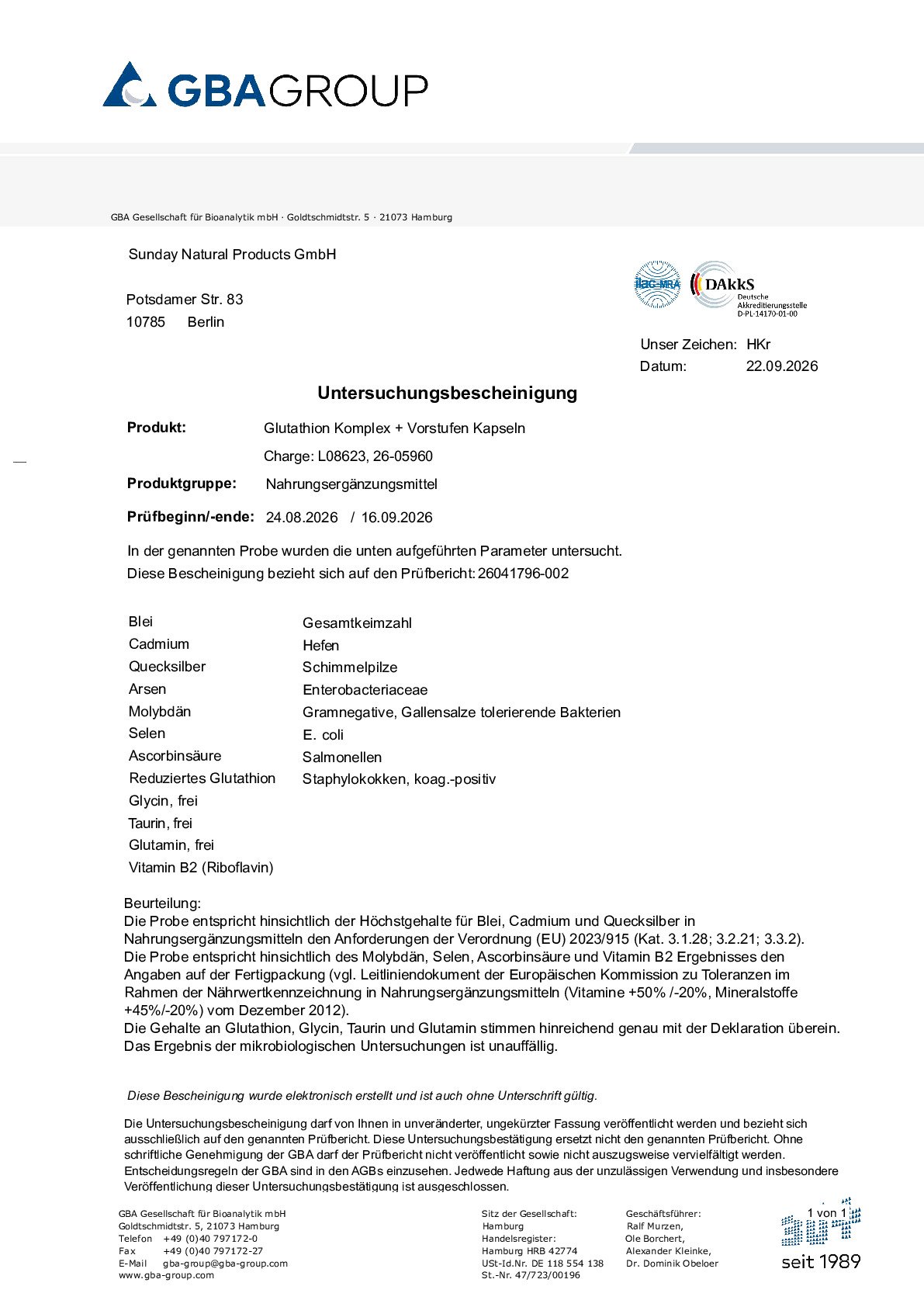 KONFORMITÄTSERKLÄRUNG