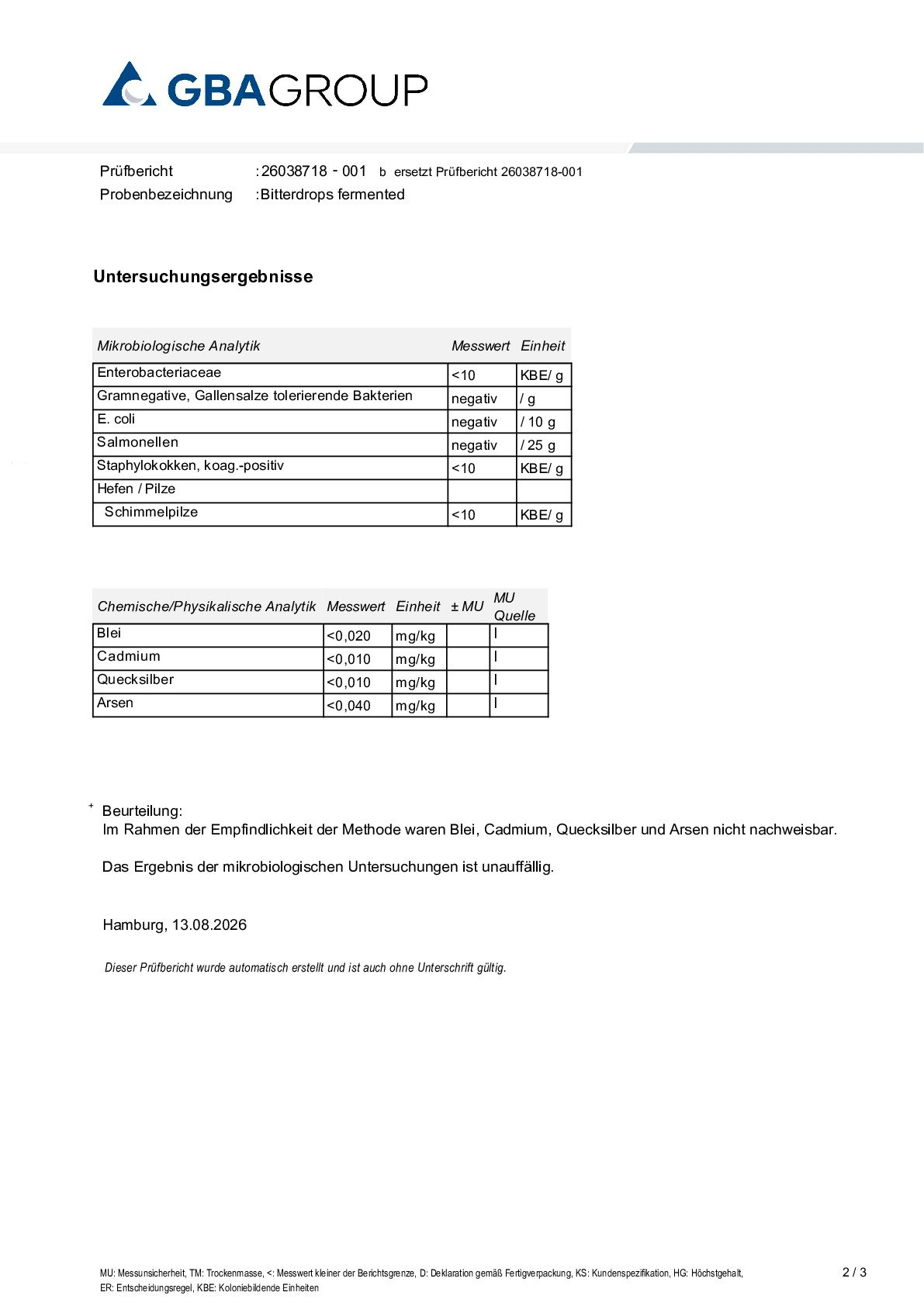 SCHWERMETALLE/MIKROBIOLOGIE SCHWERMETALLE/MIKROBIOLOGIE